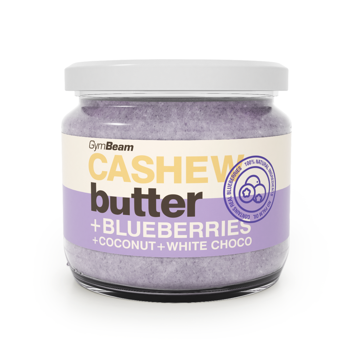 Cashew butter with coconut, white chocolate and blueberries_GymBeam_cool-body.eu